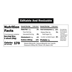 Nutrition facts label calories protein food image