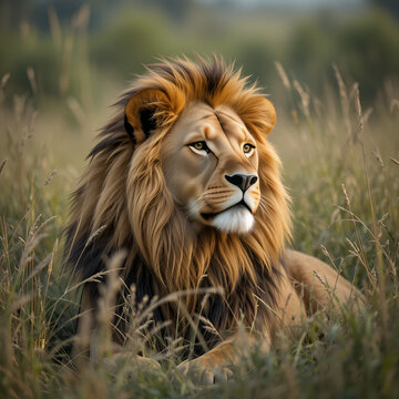 
Lion resting in the tall grass with a majestic mane and watchful gaze on the savanna


Keywords:



Description:

A majestic lion rests in the tall grass, its golden mane a crown, surveying its savan