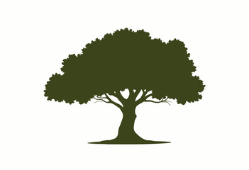 Silhouette of a large oak tree with heart-shaped design  