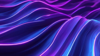 Fototapeta premium 3d render abstract background illuminated with violet blue neon light glowing wavy lines curvy shapes futuristic minimal wallpaper