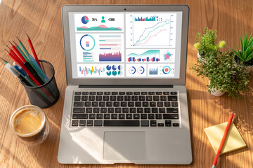Business data dashboard provide modish business intelligence analytic for marketing strategy...