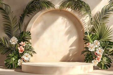 Elegant Tropical Floral Display: Product Presentation Background