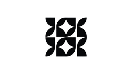 Abstract Geometric Black Pattern with Symmetrical Shapes