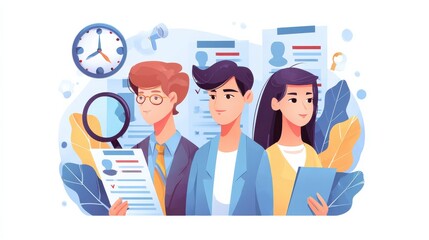 Recruitment and employment service. HR agency and headhunting company. Job interview, employment process, choosing a candidate concept. Vector isolated concept creative illustration, no logos, no bra