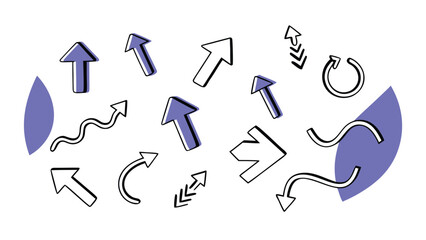 Collection of Directional Arrows and Curves in Modern Design