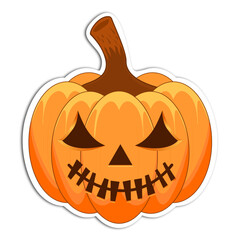Smiling jack-o-lantern with triangular eyes and stitched mouth