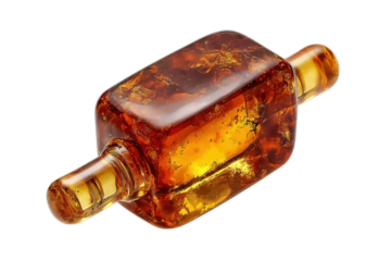 Crafting unique amber rolling pin kitchen product photography studio. Isolated on transparent background, png.