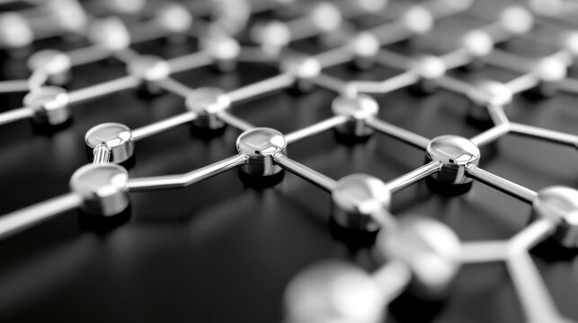 Abstract Metallic Network: A 3D Render of Interconnected Nodes - Powered by Adobe