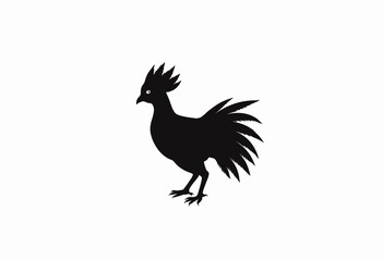 Fototapeta premium Black silhouette of a rooster standing on a white background 