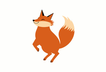 Obraz premium Happy fox character dancing with a cheerful expression 