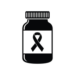 A pill bottle with a ribbon, symbolizing the importance of medication and support for health awareness and disease prevention