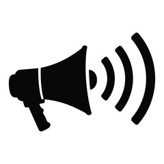 A megaphone icon symbolizing announcement and communication, isolated on white background