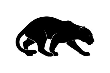 Obraz premium Elegant Crouching Leopard Silhouette Vector Art for Wildlife Designs and Creative Projects on a Clean White Background Ideal for Graphic Design