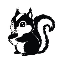 A cute squirrel holding an acorn isolated on white background, depicting a charming woodland creature