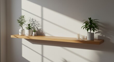Floating Wooden Ledge Shelf for Minimal Entryway Look