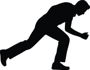 Sprinter silhouette in starting stance, powerful athletic motion vector artwork for fitness, sports training, race preparation, speed, stock design