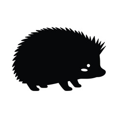 A cute hedgehog silhouette with prickly quills, isolated on white background