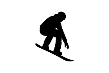 Fototapeta premium Dynamic Snowboarder Silhouette Vector Illustration Action Sports Design on Clean White Background for Winter Adventure and Extreme Sports Concepts