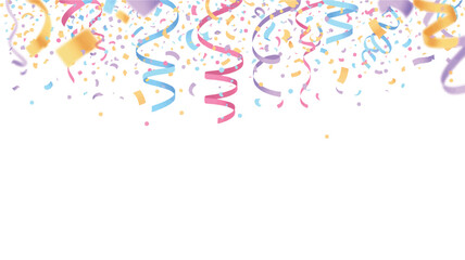 Naklejka premium Confetti and Streamers Falling Party Background celebration