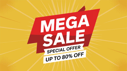 Red Mega Sale Special Offer Up To 80 Percent Off Banner