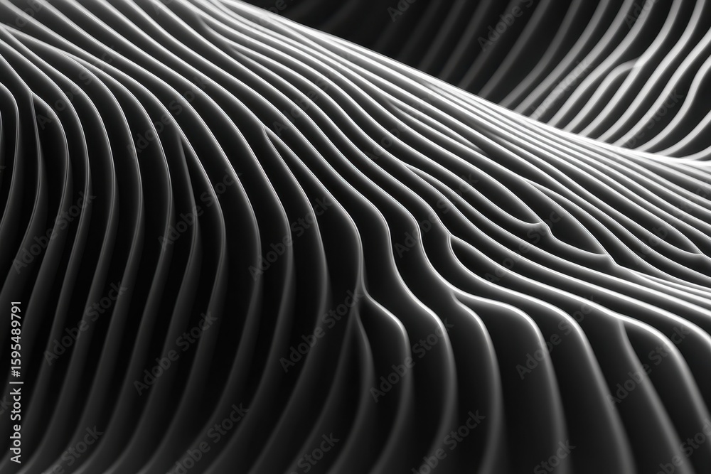 Poster abstract wave pattern with seamless lines creating a dynamic visual texture in monochrome tones, 4k 
