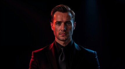 Naklejka premium business man portrait on a black background