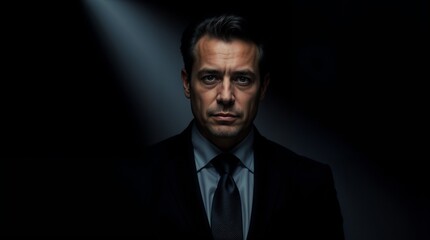 Fototapeta premium business man portrait on a black background