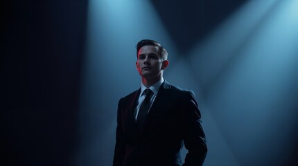 Fototapeta premium business man portrait on a black background