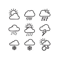 Weather icons sun clouds rain snow lightning vector