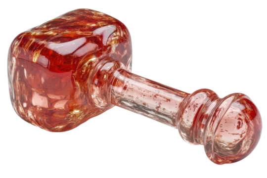 Glass hammer studio unique artistry in indoor product photography. Isolated on transparent background, png.
