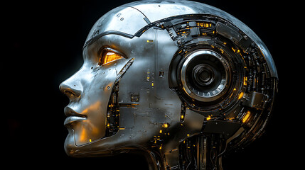Futuristic Female Robot Head Profile - Artificial Intelligence Concept