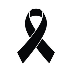 A black awareness ribbon symbolizes support and remembrance on a white background