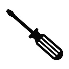 A black screwdriver is isolated on white background, ready for any repair or construction project, showcasing its simple yet essential design