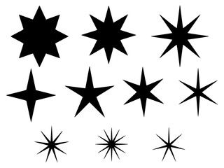 set of stars,Retro stars, sunburst symbols. Vintage sunbeam icons,Starburst Stickers and Badges - Vector Set