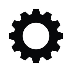 A black and white gear icon represents mechanics, engineering, and industrial processes