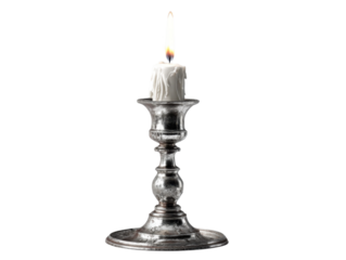 Candlelight glows vintage silver holder home decor soft lighting. Isolated on transparent background, png.