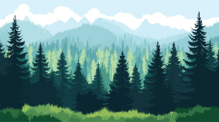 Serene Pine Tree Forest Landscape with Tall Trees - Nature Photography