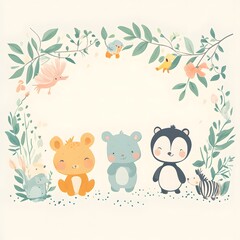Charming Forest Friends: Cute Animal Illustration