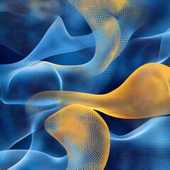 Stunning Abstract Blue and Gold Wave Pattern: Perfect for Backgrounds