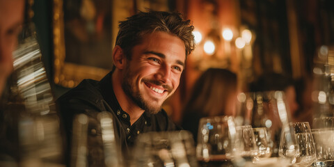 man in a fancy restaurant