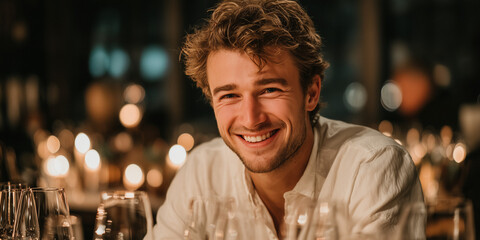 Obraz premium portrait of a young man in an elegant restaurant