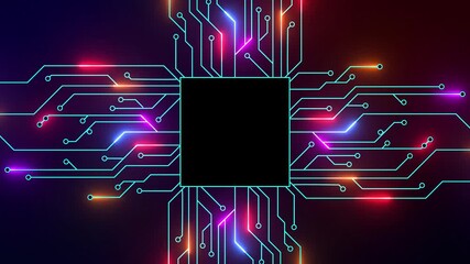 Intro - Futuristic Neon Circuit Board Logo Reveal Animation – Cyberpunk Tech Opener with Glowing Electronic Traces