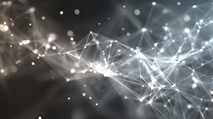 Abstract digital background of points and lines. Glowing grey plexus. Big data. Network or connection. Abstract technology science background. 3d vector illustration.
