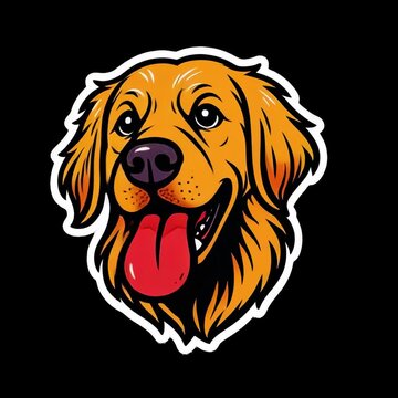 Golden retriever cartoon sticker animation isolated asset, transparent 4K video, alpha channel, ProRes 4444