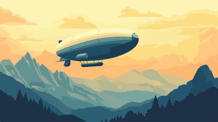 Obraz premium Vintage Airship Flying Over Majestic Mountains for Adventure Seekers