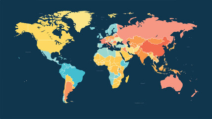 Fototapeta premium Detailed World Map Outline with Continents and Oceans for Global Concepts