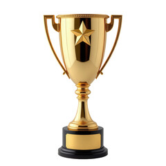 Elegant Gold Trophy with Star Design on a Dark Base Displayed