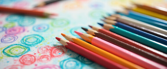 Creative Action, Colorful Pencils, Art Space, Photography, Bright Environment, Close-Up View, Artistic Exploration