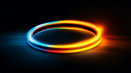Colorful luminous ring design on a dark background.