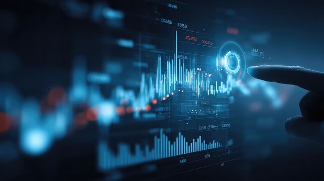 Data Analysis for Business and Finance Concept. Graphic interface showing future computer technology of profit analytic, online marketing research and information report for digital business strategy. - Powered by Adobe
